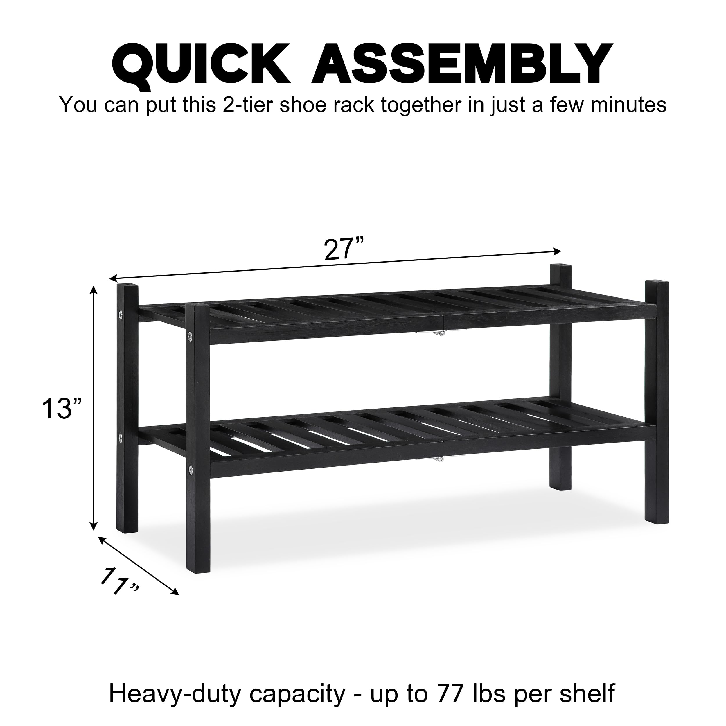 Amazon.com: VICTORY RELAX 2-Tier Acacia Wood Shoe Rack - Stackable